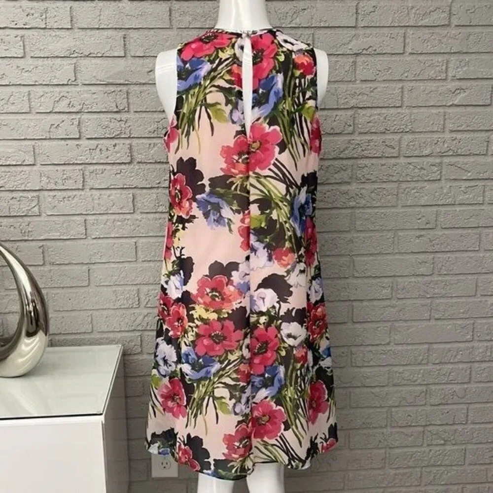 Tommy Hilfiger Women Sleeveless Floral Chiffon Dress Size 6